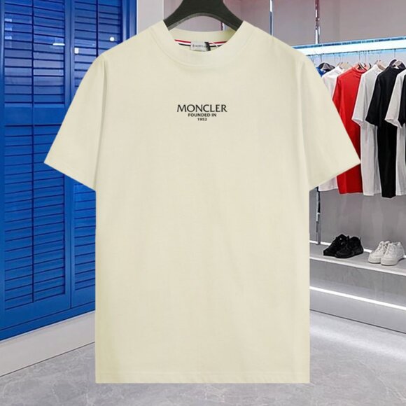 Moncler Tan Short Sleeve Tee with Classic Crew Neck - Picture 1 of 6